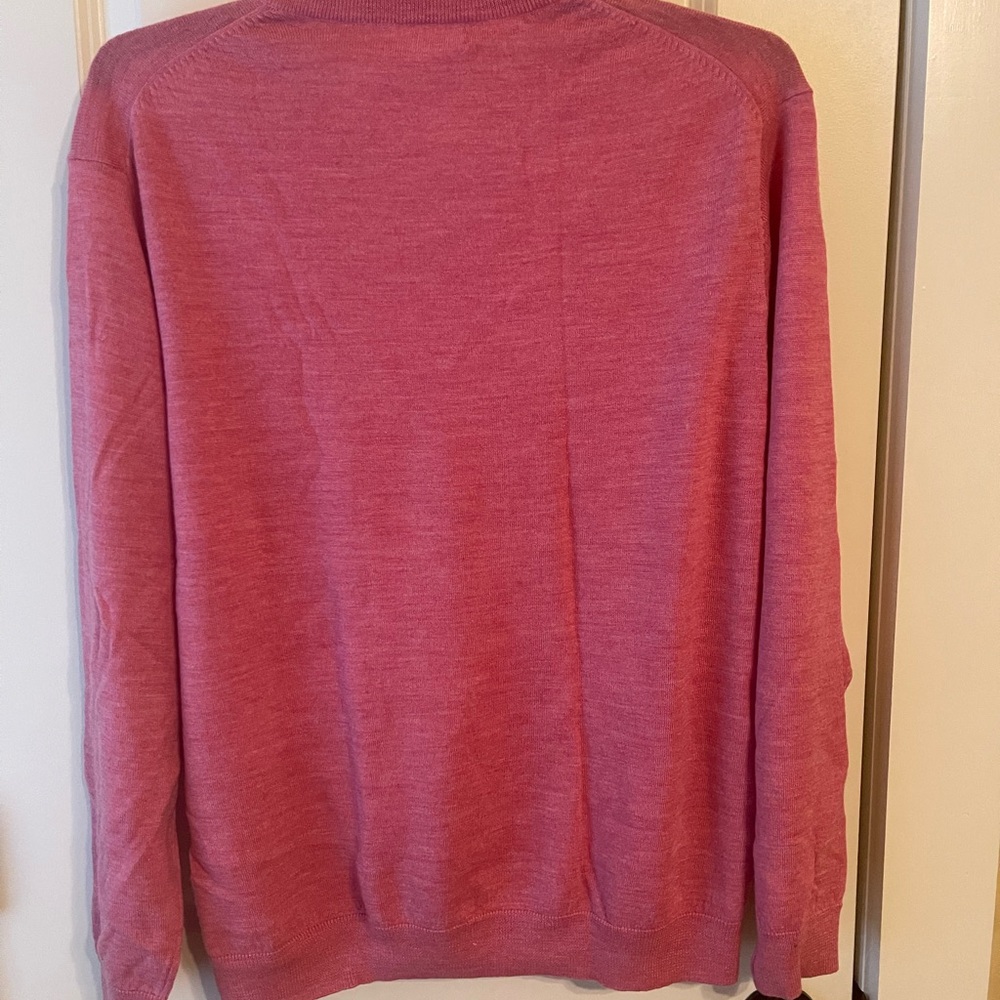 Turnbury Classic V-Neck Merino Wool Sweater in Rose by Lands' End - Picture 2 of 3